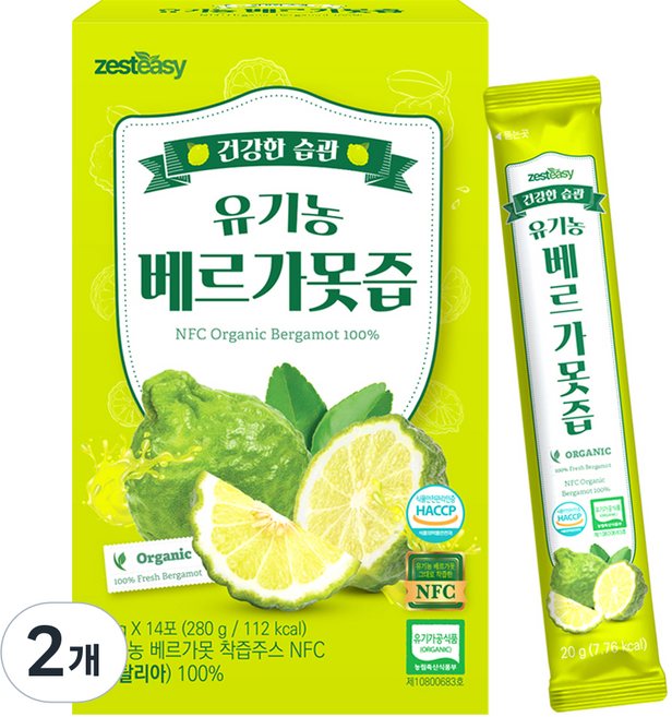 제스티지 NFC 유기농 베르가못즙 100% 스틱 14p, 2개, 280g