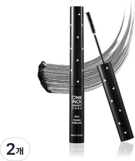 치카이치코 원픽 스키니카라 마스카라 3g, 픽싱컬링, 2개