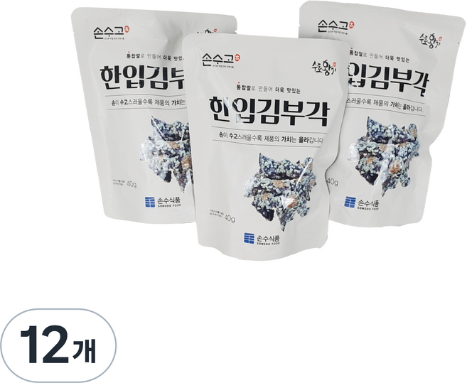 손수식품 손수고 한입 김부각, 40g, 12개
