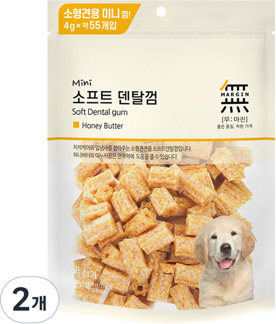 무마진 강아지 대용량 소프트 미니 덴탈껌 55p, 220g, 2개, 허니버터