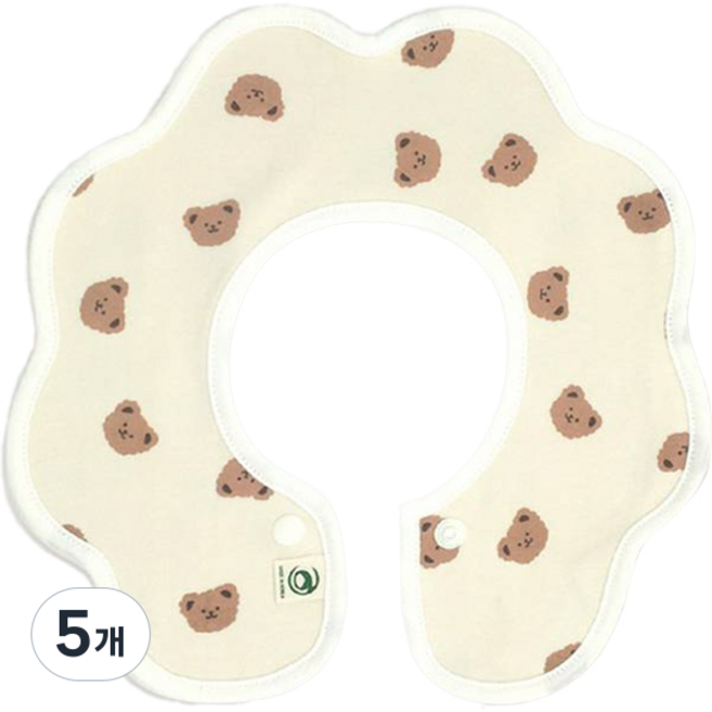 BAYKIDS 捲式圍兜, 1熊米色, 5個