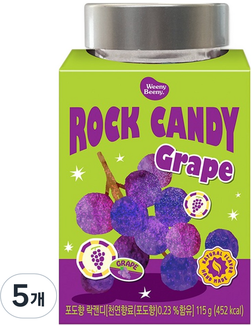 위니비니 락캔디 포도, 115g, 5개