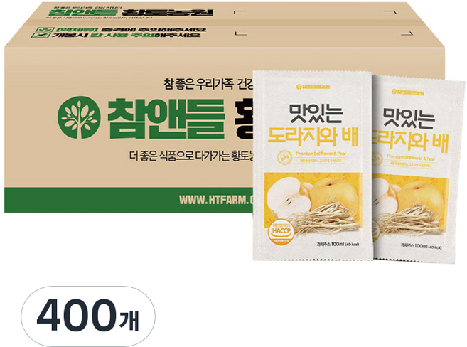 참앤들황토농원 맛있는 도라지와 배, 100ml, 400박스