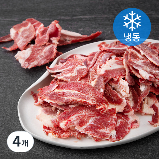 왕고기 호주산 소볼살 불고기용 0.3cm (냉동), 3kg, 4개