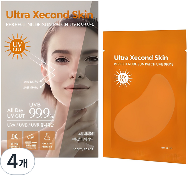 울트라세컨스킨 퍼펙트 누드 선패치 20p UPF 50+, 4개