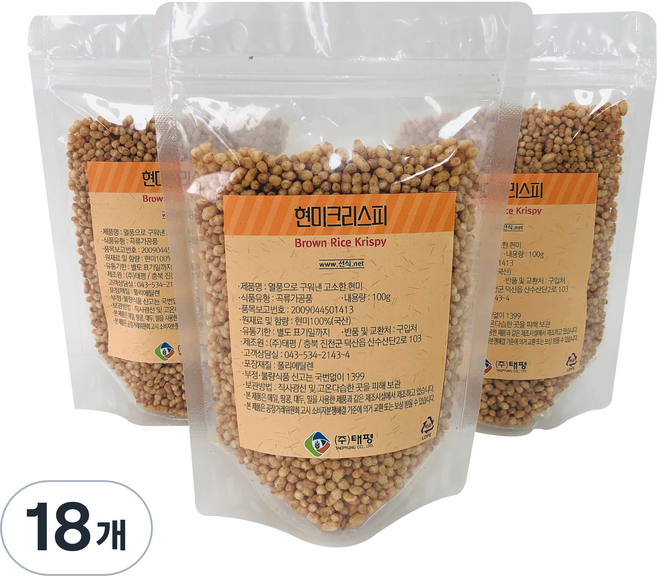 태평선식 현미크리스피, 100g, 18개
