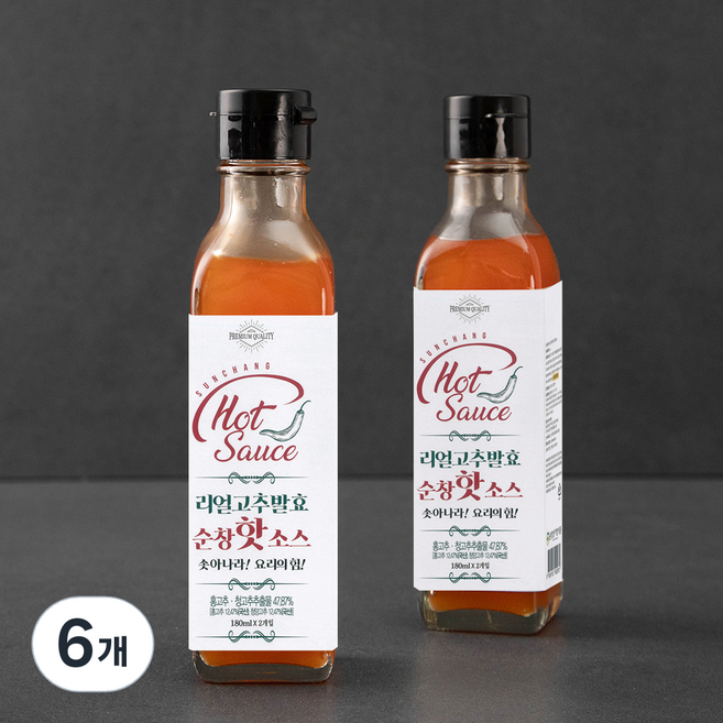 담가 리얼고추발효 순창핫소스, 180ml, 6개