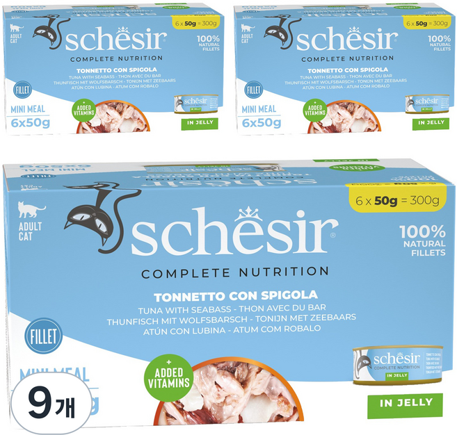 스케지어 어덜트 고양이 주식캔 50g 6p, 참치+농어, 300g, 9개