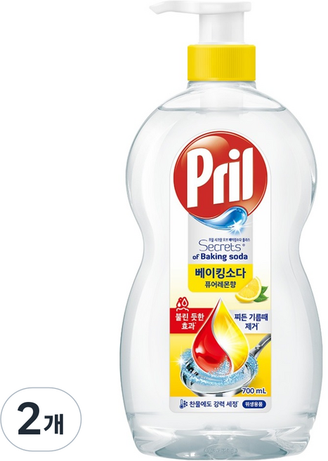 프릴 시크릿 오브 베이킹소다 플러스 퓨어레몬향, 700ml, 2개