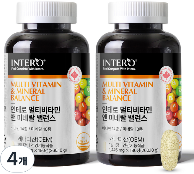 인테로 멀티비타민 앤 미네랄 밸런스, 180정, 4개