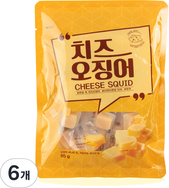 금한산업 치즈 오징어, 65g, 6개