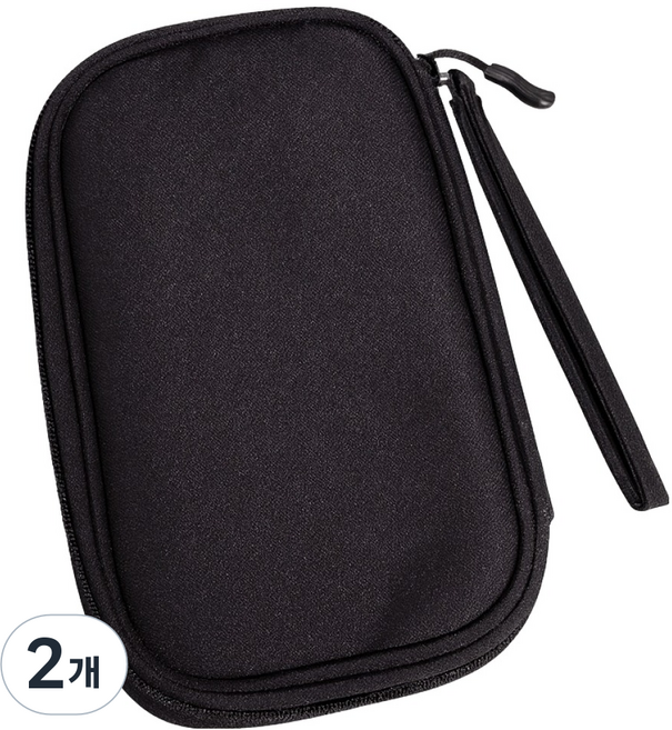 우현더넥스트 디지털 기기 케이블 멀티 수납 케이스, 블랙, 2개