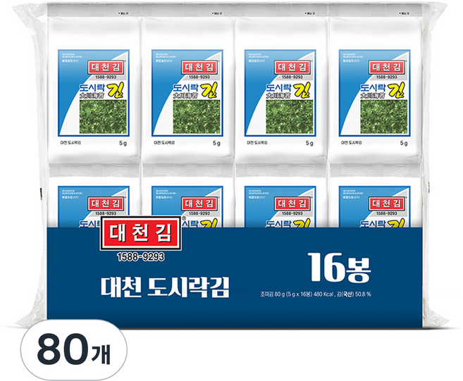 대천김 재래 도시락김 DC1128, 5g, 80개
