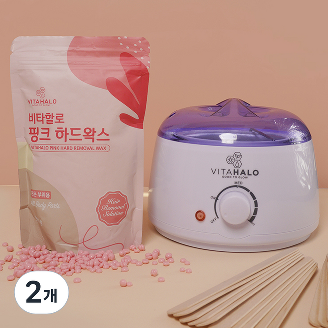 VITAHALO 粉色硬蠟熱蠟機套組, 200g, 2個