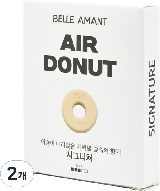 벨르아망 에어도넛 차량용 방향제 리필, 2개, 시그니쳐