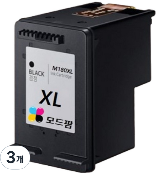 모드팜 M180 XL 삼성 SL-J1660 J1663 J1665 SL-J1770FW 프린터 호환 잉크, 검정, 3개