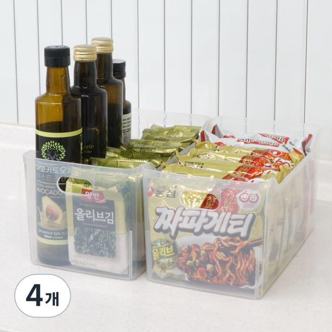 엠비코 국산 다용도 하프트레이, 투명, 4개