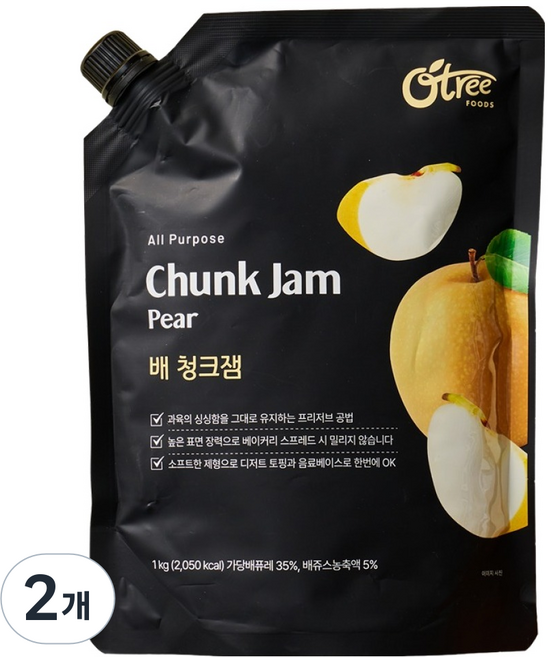오트리 배 청크잼, 1kg, 2개