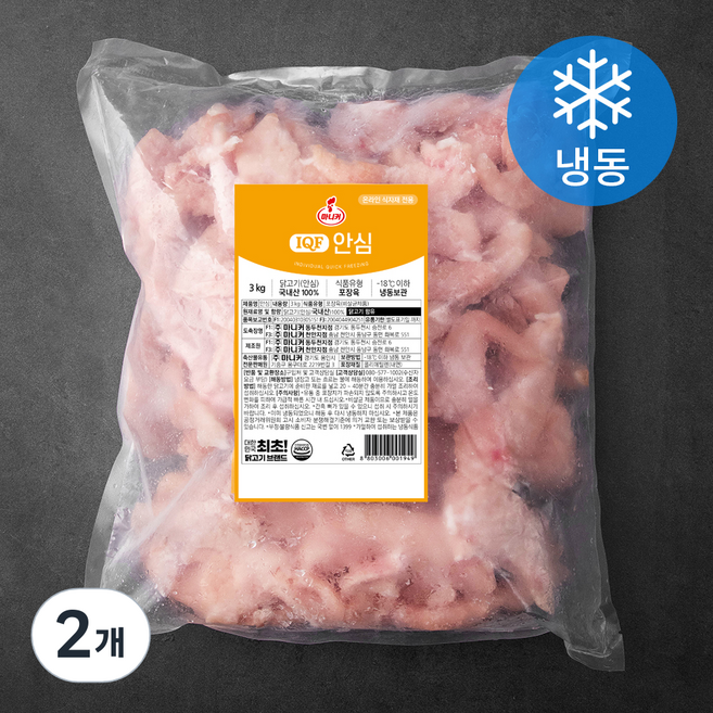 마니커 IQF 닭고기 안심살 (냉동), 3kg, 2개