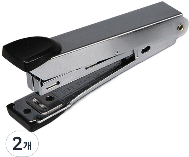 아망 10호침 미니 스테플러, 블랙 + 실버, 2개