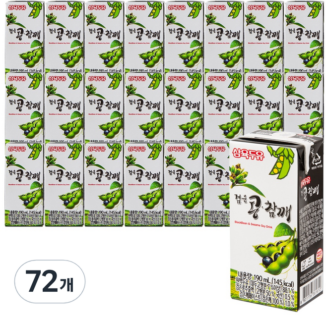 삼육두유 검은콩 참깨 두유, 190ml, 72개