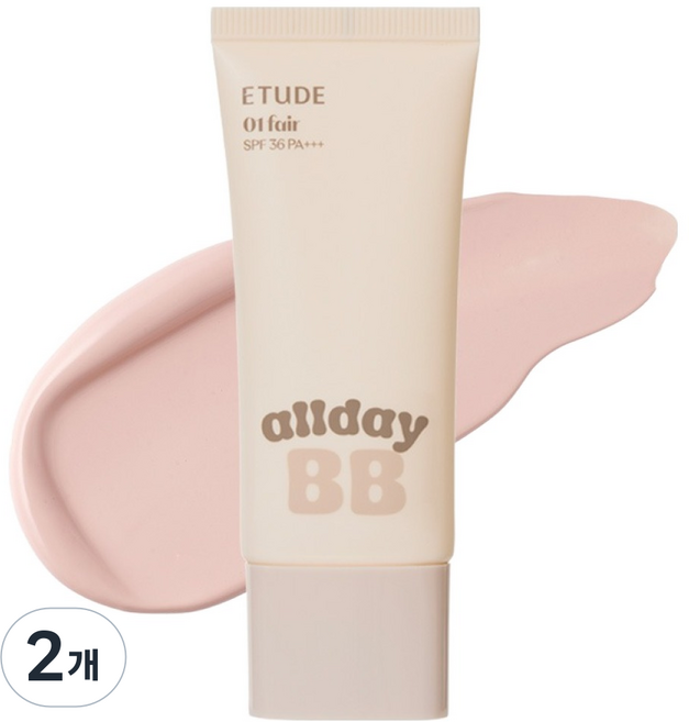 ETUDE 全天候清透BB霜 SPF36 PA+++, 01 亮膚色, 2個, 35ml