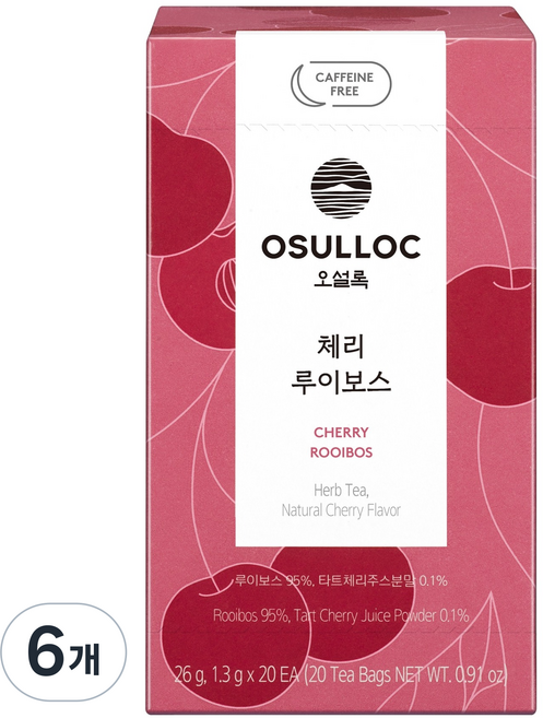 오설록 체리 루이보스 티백, 6개, 20개입, 1.3g