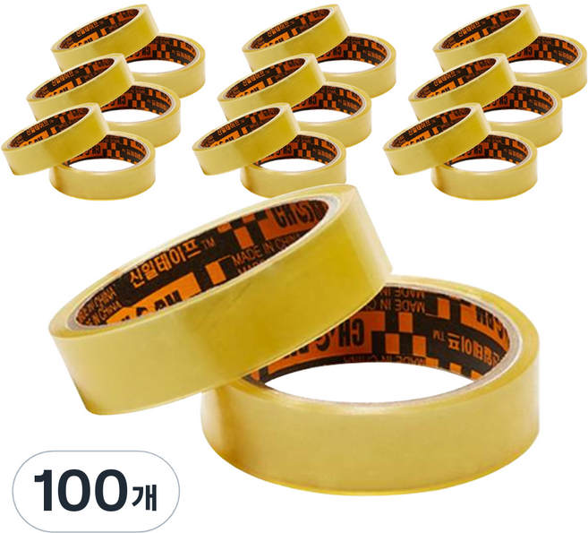 신일테이프 물레방아 문구 테이프 24mm x 25m, 투명, 100개