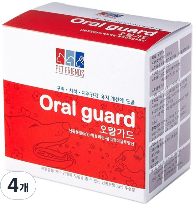 petfriends 반려동물 오랄가드 영양제, 30g, 구강/치석관리, 4개