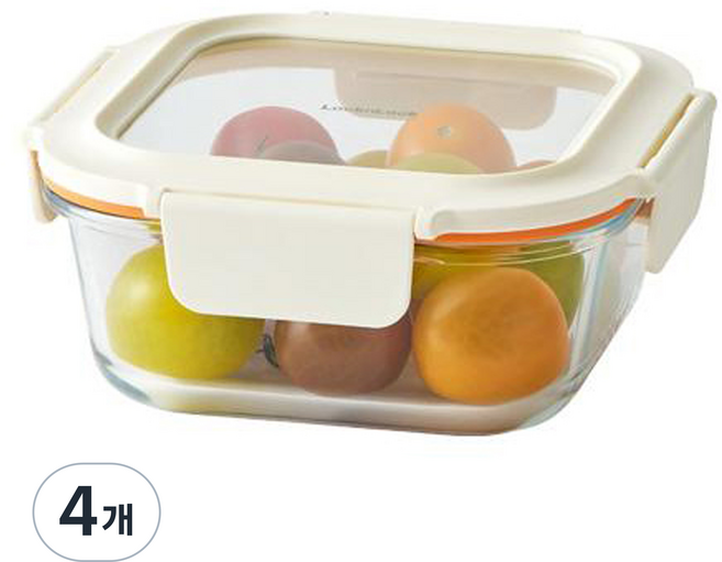 락앤락 더 큐브 정사각 화이트 750ml, 4개, 단품