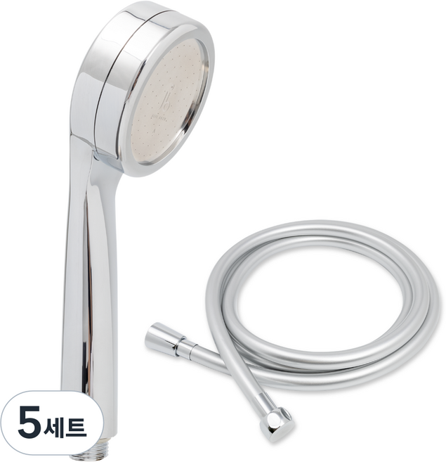 제일바스 샤워기 헤드 + 물때방지 PVC 호스 1.5m, 5세트, 실버