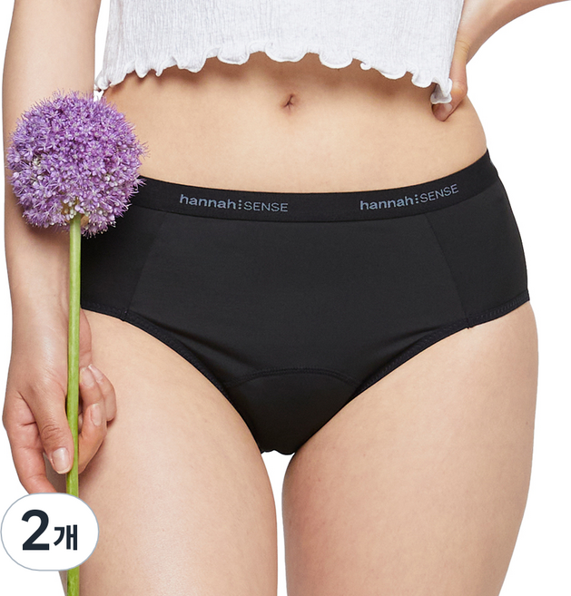 한나센스 미디 데일리 생리 팬티 블랙, 1개입, 2개