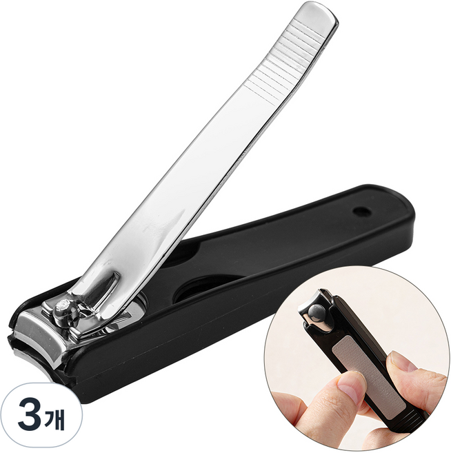 코멧 홈 튀지않는 대형 손톱깎이, 블랙, 3개