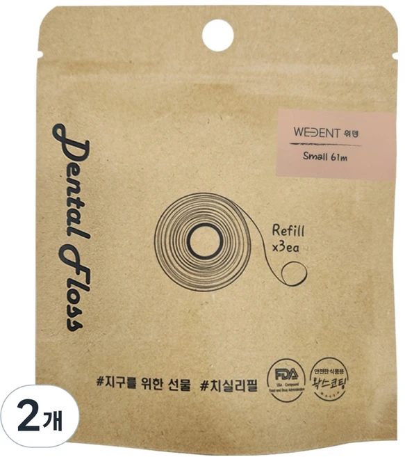 위덴 치실 가는실 리필, 61m, 3개입, 2개 - 쿠팡