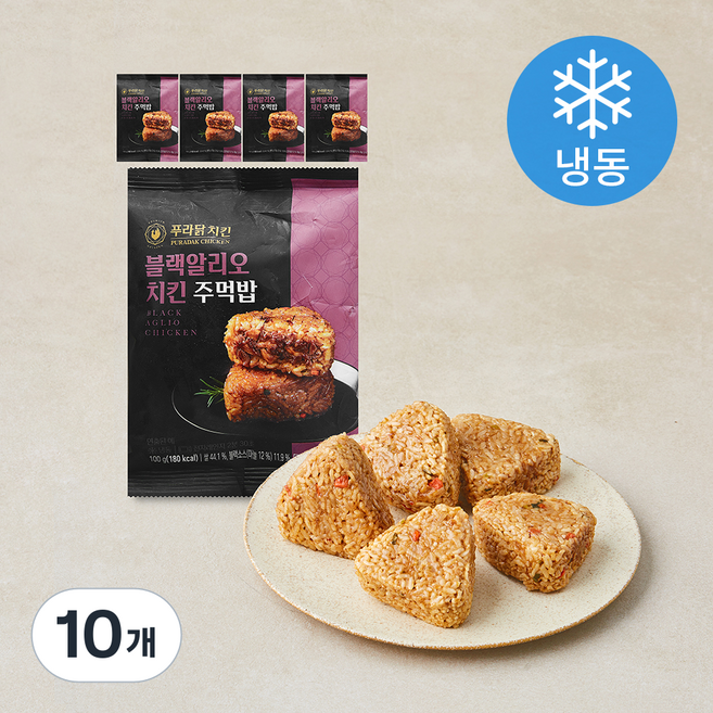 푸라닭치킨 블랙알리오 치킨 주먹밥 (냉동), 100g, 10개