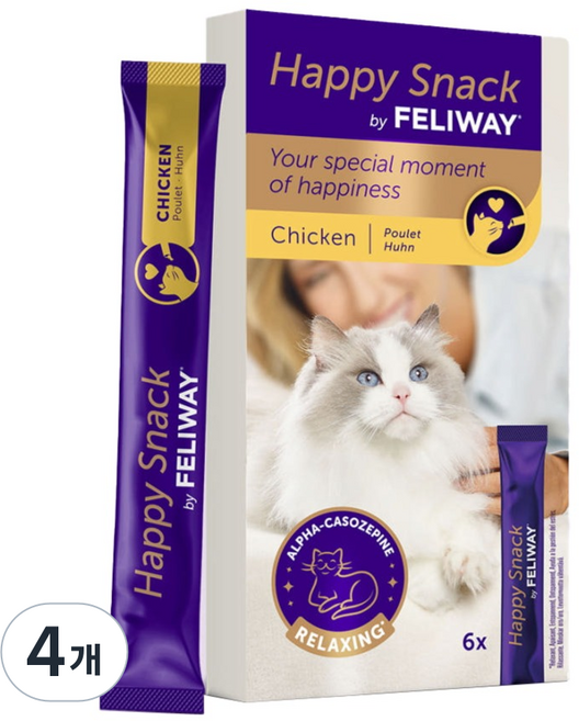 펠리웨이 고양이 해피스낵 영양제 6p, 4개, 90g, 스트레스완화/안정/집중력관리