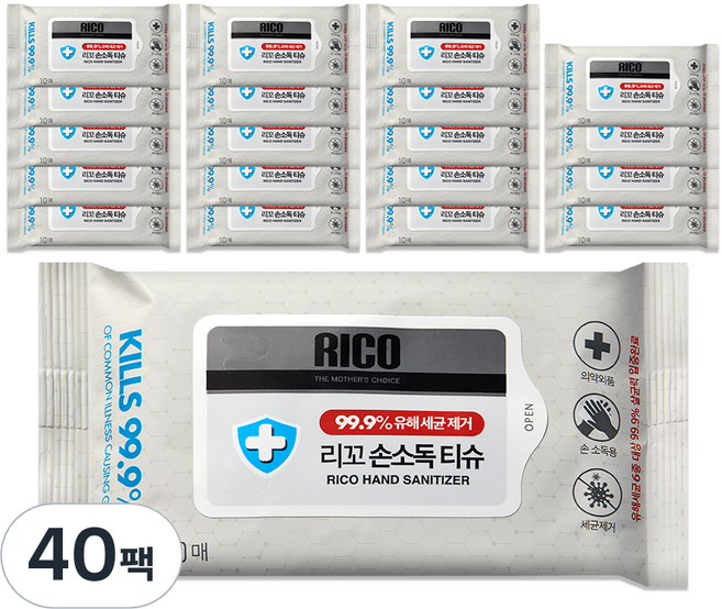리꼬 손소독 티슈, 10매, 40개