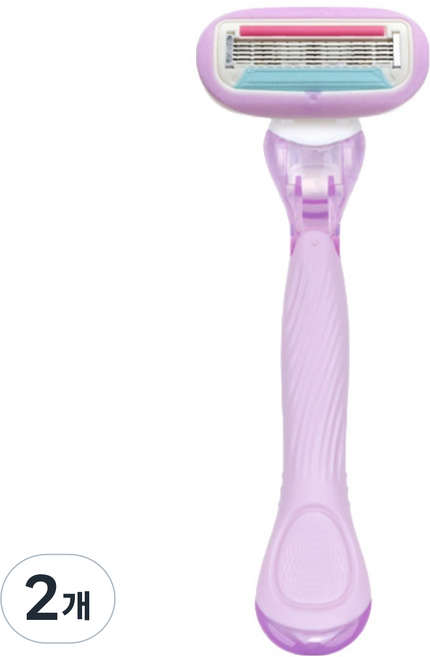 바롬몰 여성용 5중날 긁힘방지 면도기 롱 퍼플헤드 5.5 x 13.8 cm + 블레이드 세트, 1개입, 2개