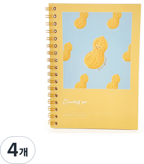 제이로그 체크리스트 노트 50매 A6, 아임 땅콩, 4개