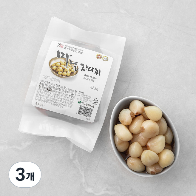 권기옥 명인 웃말 마늘 장아찌, 225g, 3개