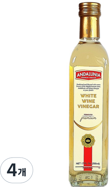 안달루니아 화이트 와인 식초, 4개, 500ml