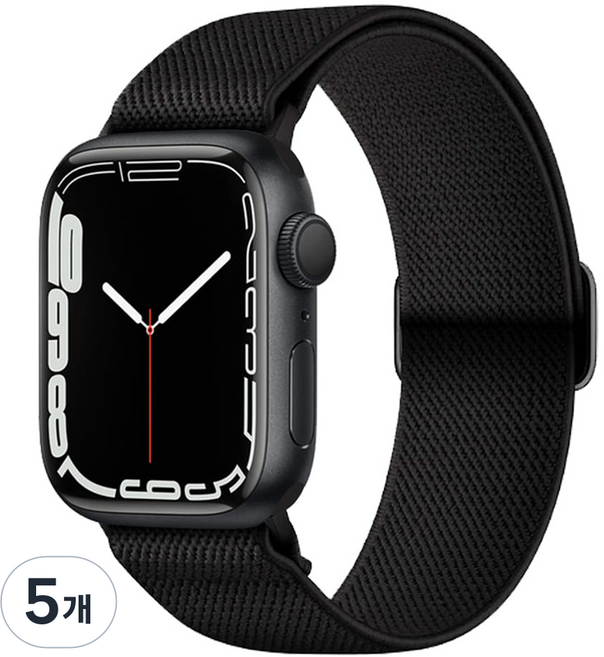 아이몰 애플워치 고탄력 나일론 스포츠 밴드 스트랩, 블랙, 5개