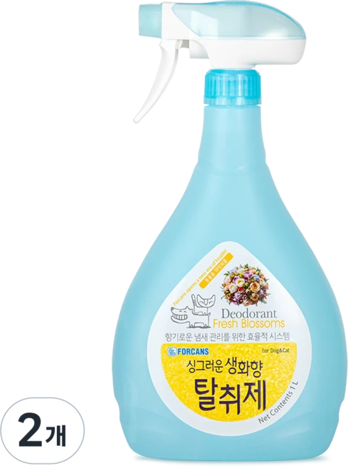 포켄스 반려동물 탈취제 싱그러운 생화향, 2개, 1L - 쿠팡