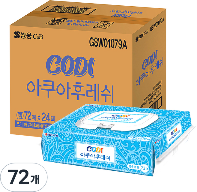 코디 아쿠아후레쉬 물티슈 캡형, 72개