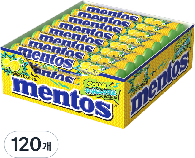 mentos 曼陀珠 酸鳳梨糖, 120個, 37.5g