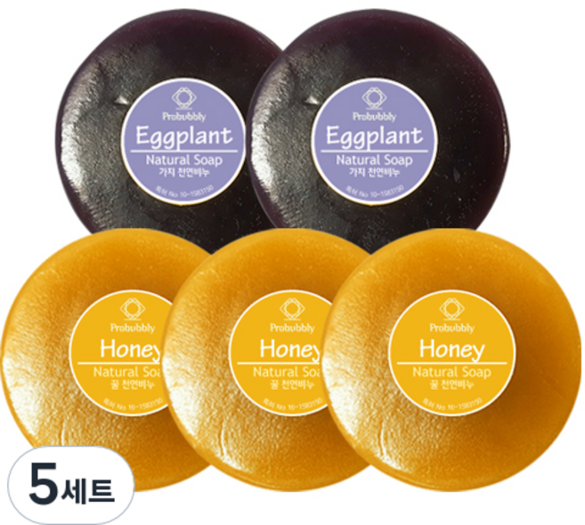 프로버블리 중성비누 꿀 3p + 가지 2p, 5세트