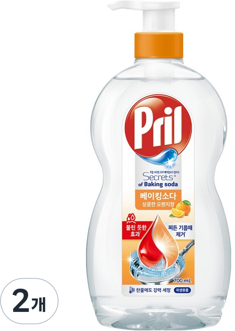 프릴 시크릿 오브 베이킹소다 플러스 상큼한 오렌지향, 2개, 700ml