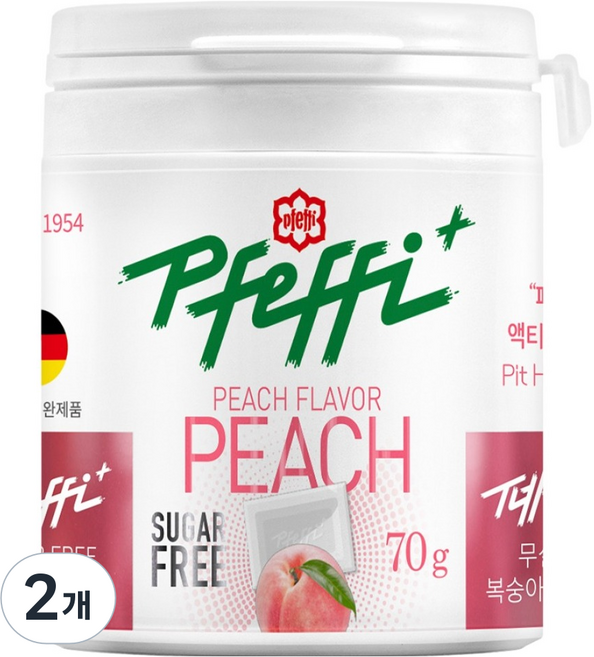 페피 무설탕 민트 캔디 복숭아맛, 70g, 2개