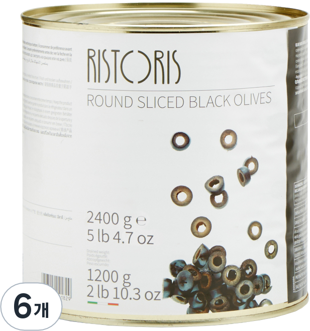 리스토리스 라운드 슬라이스 블랙 올리브, 2.4kg, 6개