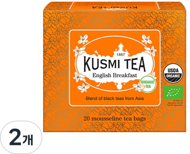 쿠스미티 잉글리쉬 브랙퍼스트 모슬린 티백, 2g, 20개입, 2개